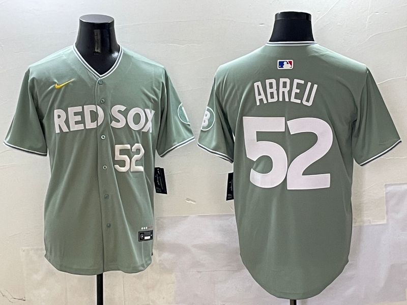 Men Boston Red Sox 52 Abreu Green Joint Name Game Nike 2025 MLB Jersey style 5